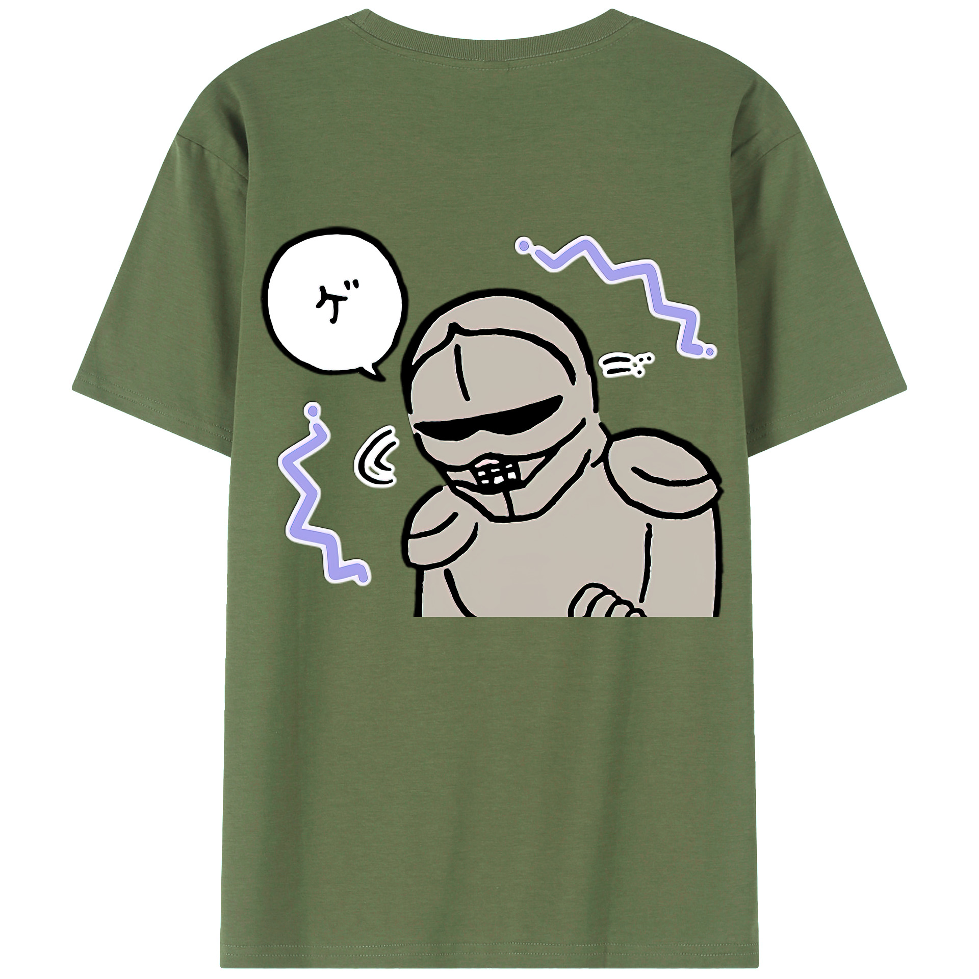 （画像用） ちいかわ 労働の鎧さん Chii-kawa Mr. Armor of Labor 綿100％ メンズ半袖Tシャツ（バックプリント） 通気性